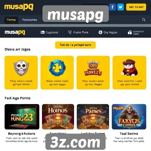 Análise das funcionalidades do site de jogos Musapg